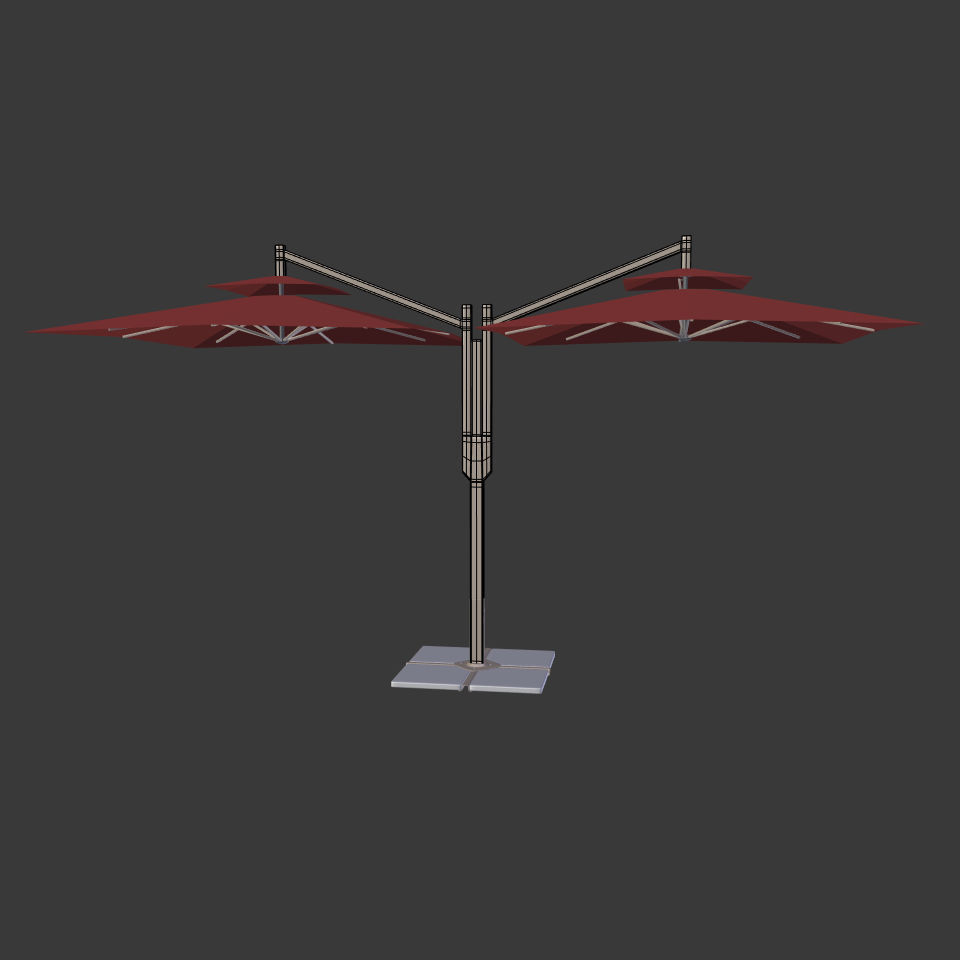 Double Patio Umbrella Low-poly 3D model_2