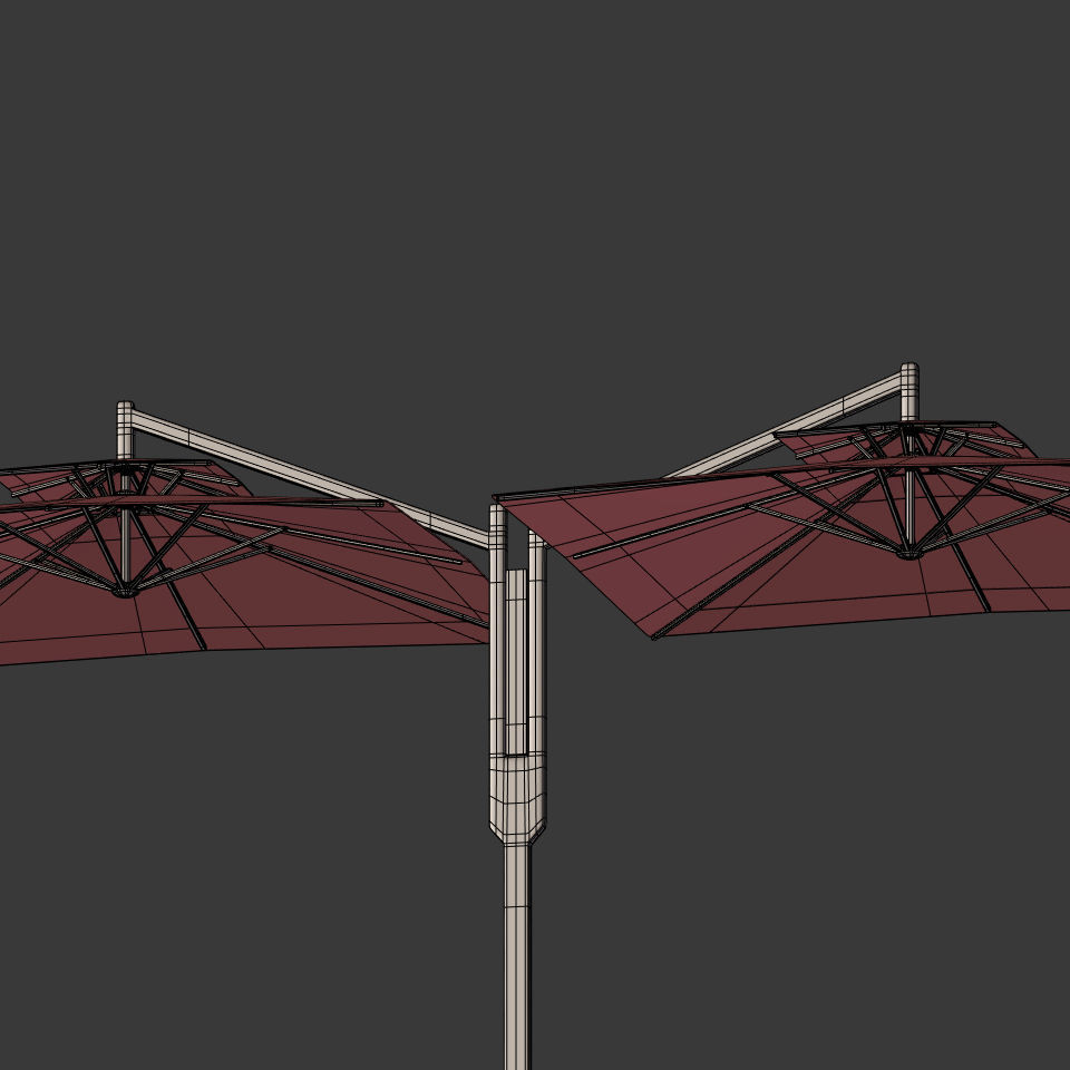 Double Patio Umbrella Low-poly 3D model_20