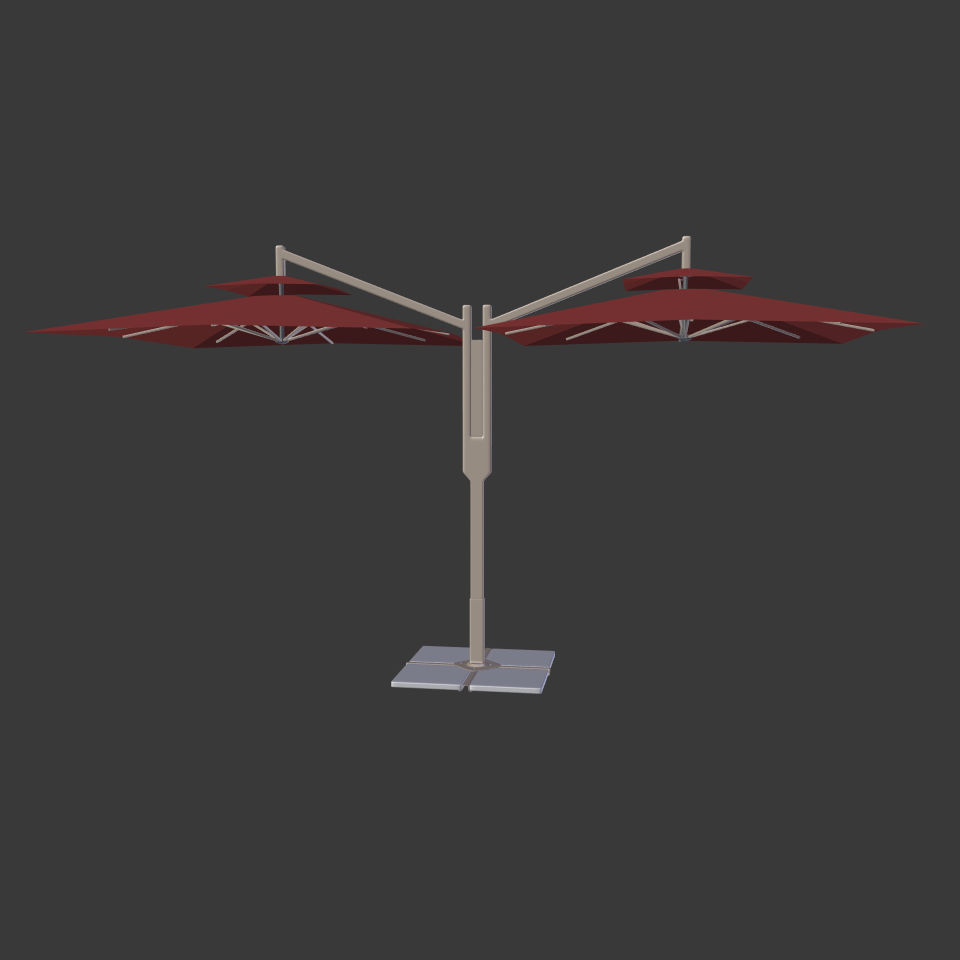 Double Patio Umbrella Low-poly 3D model_1