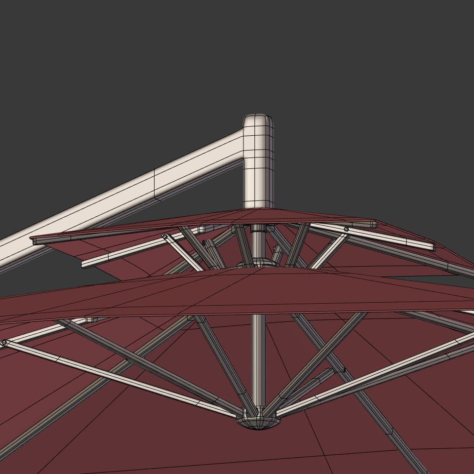 Double Patio Umbrella Low-poly 3D model_18
