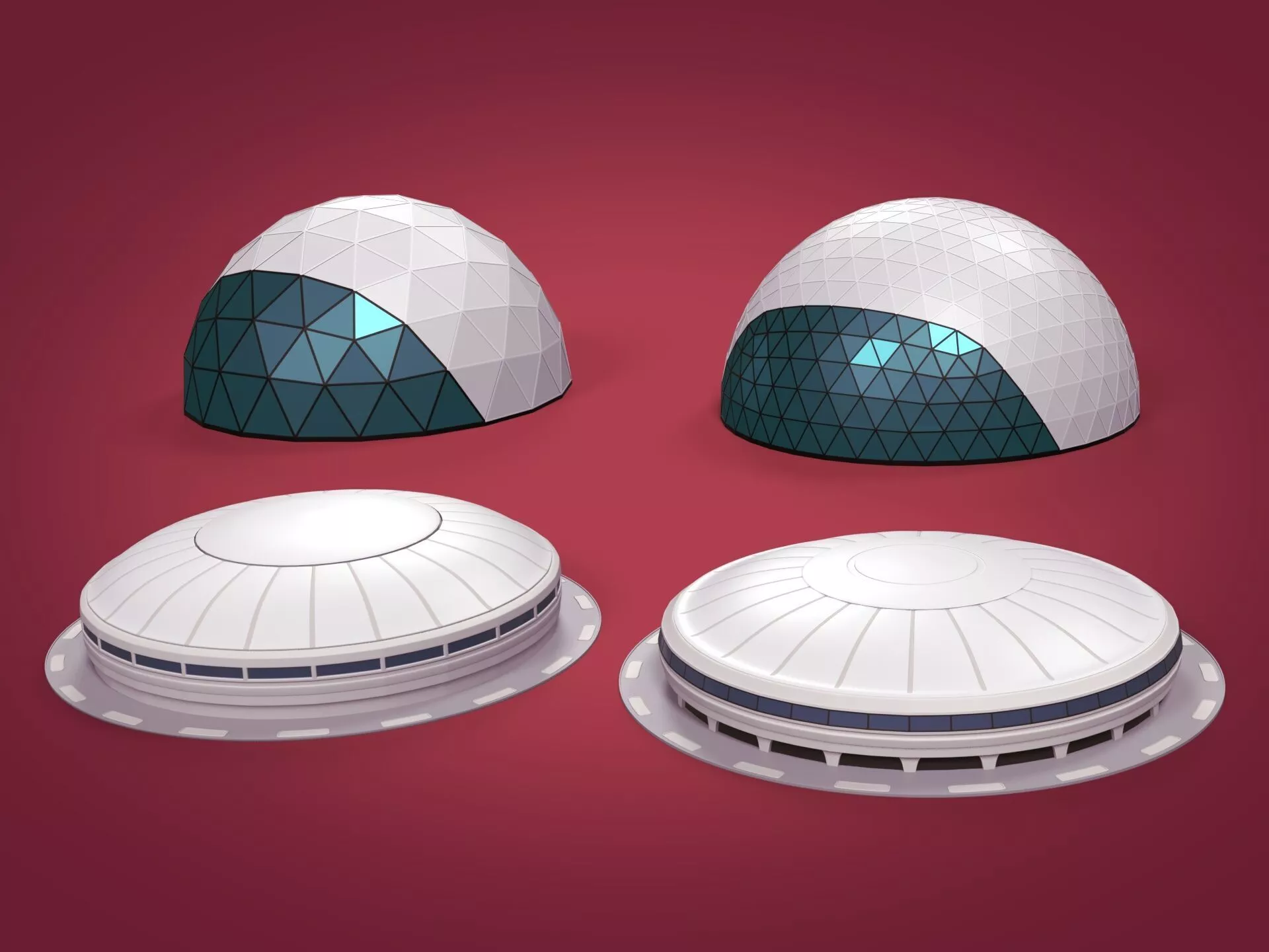 Geodesic Dome - Mall - Stadium - Complex -- Exterior Low-poly 3D model