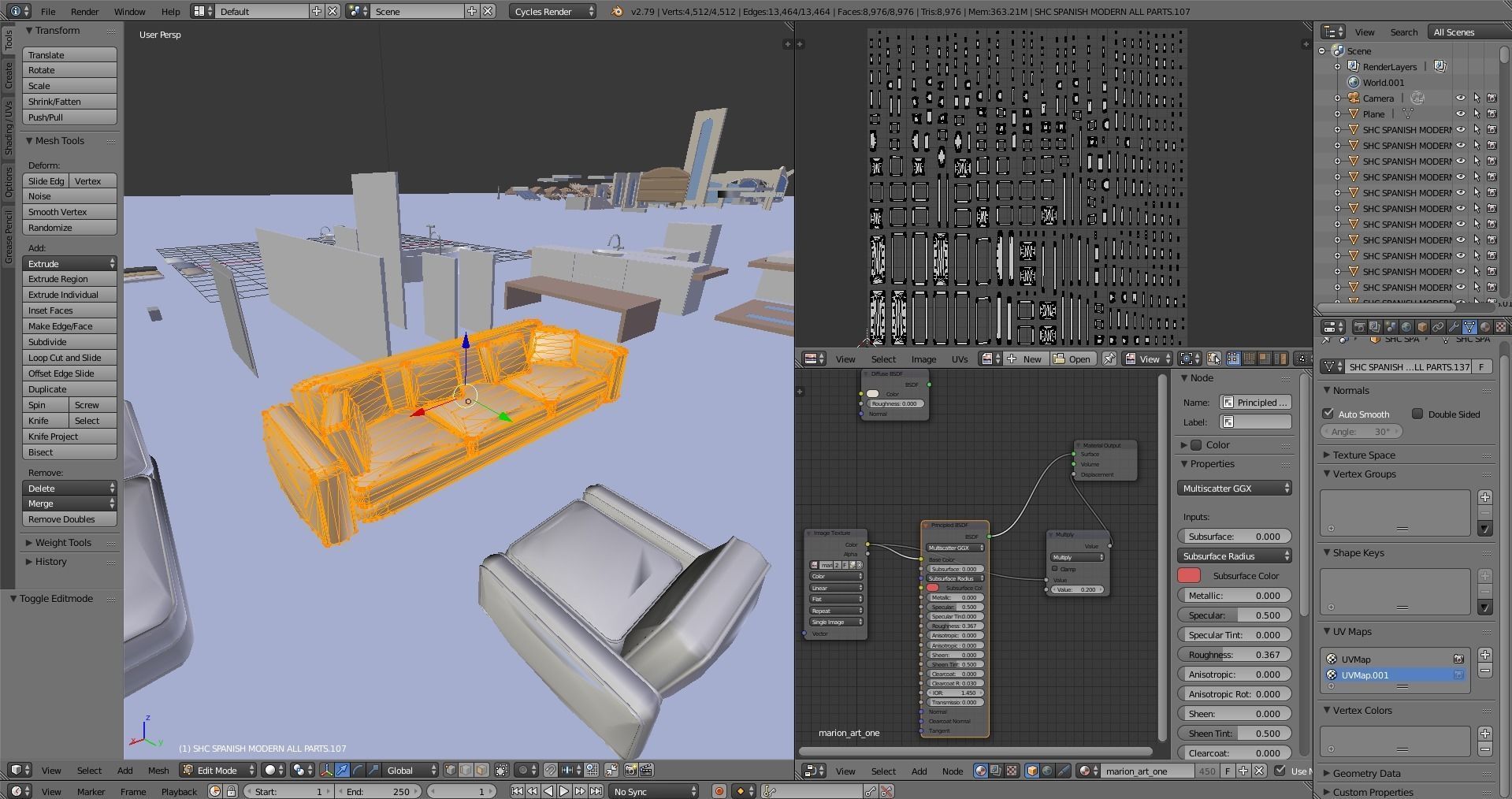 Modular Double Mansion Assets Pack Low-poly 3D model_11