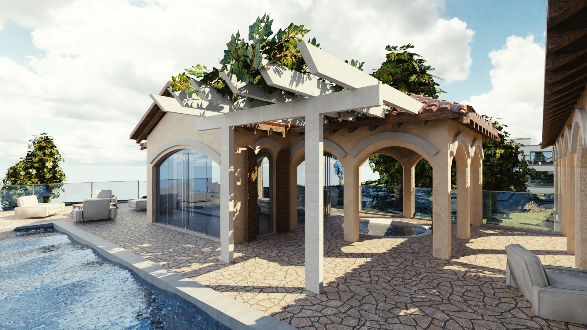 Modular Double Mansion Assets Pack Low-poly 3D model_36