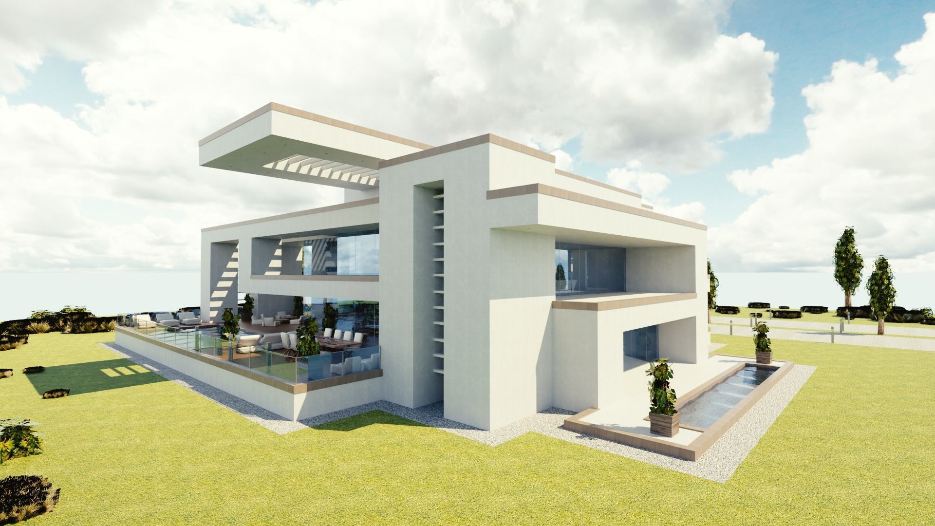 Modular Double Mansion Assets Pack Low-poly 3D model_18