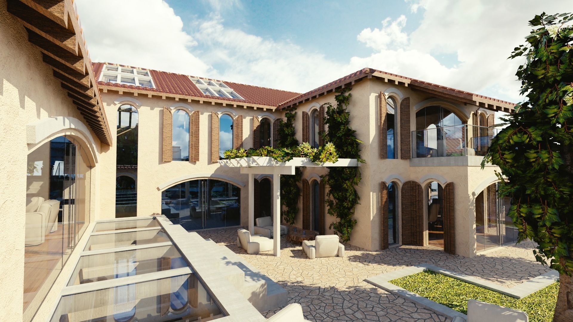 Modular Double Mansion Assets Pack Low-poly 3D model_9