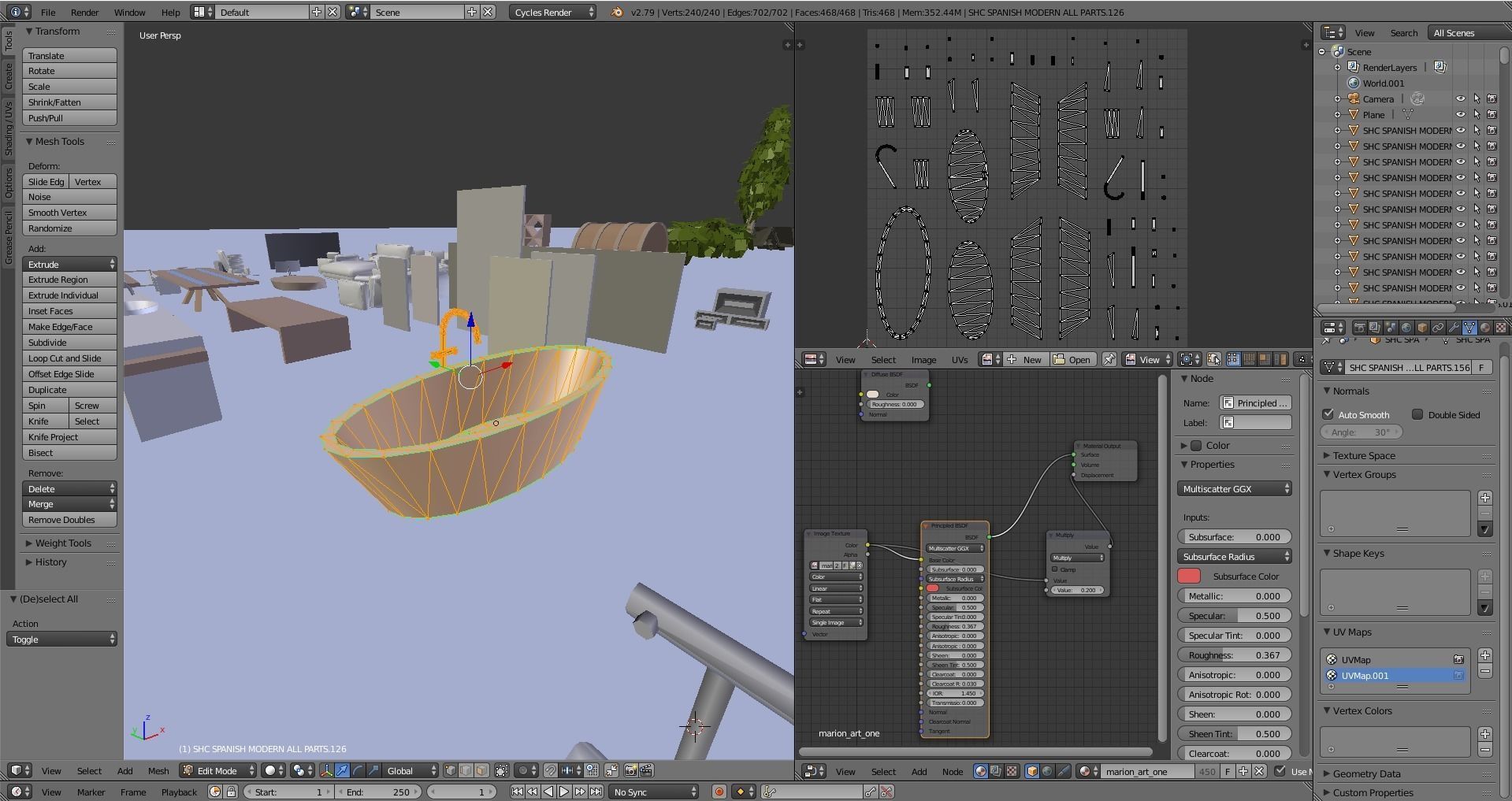 Modular Double Mansion Assets Pack Low-poly 3D model_14