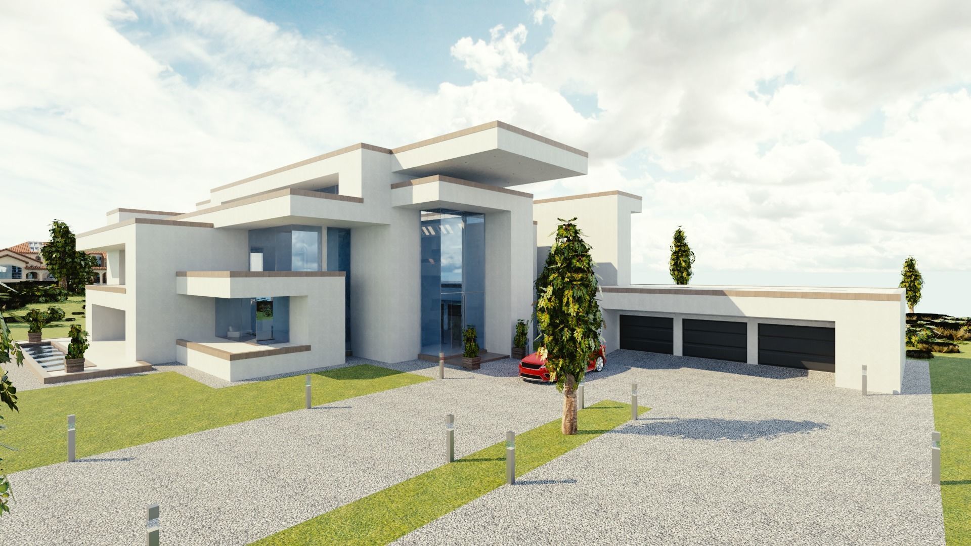 Modular Double Mansion Assets Pack Low-poly 3D model_22