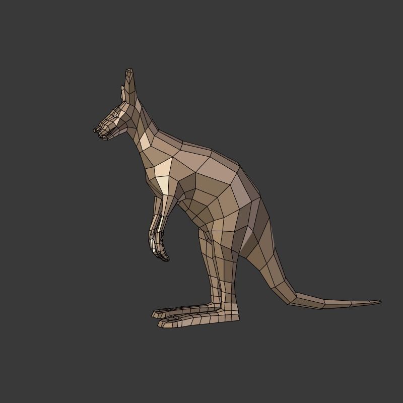 Low Poly Cartoon Kangaroo   Low-poly 3D model_3
