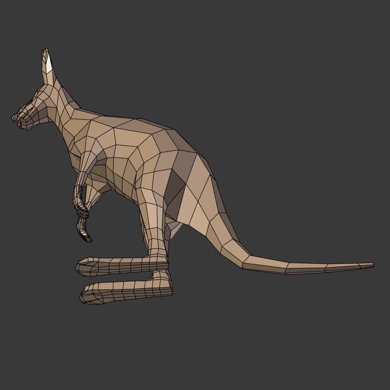 Low Poly Cartoon Kangaroo   Low-poly 3D model_10