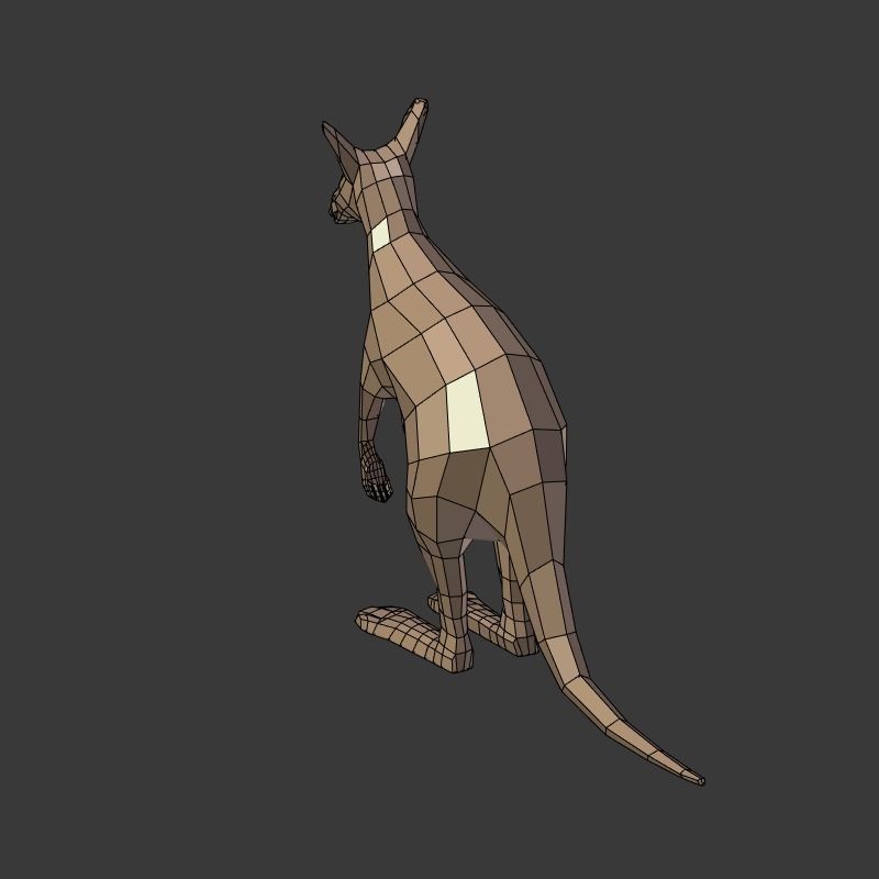 Low Poly Cartoon Kangaroo   Low-poly 3D model_9