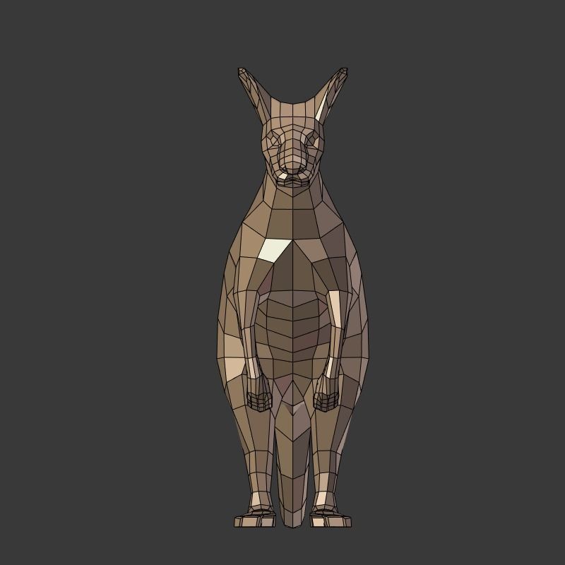 Low Poly Cartoon Kangaroo   Low-poly 3D model_5
