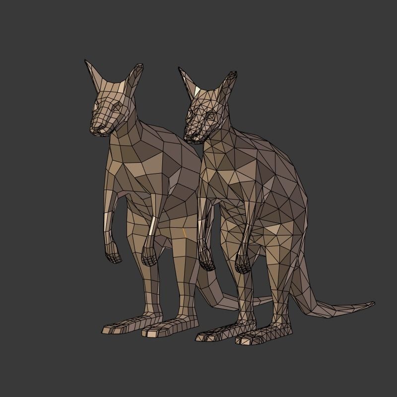 Low Poly Cartoon Kangaroo   Low-poly 3D model_14