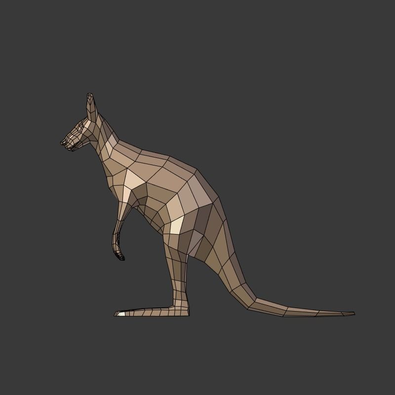 Low Poly Cartoon Kangaroo   Low-poly 3D model_2