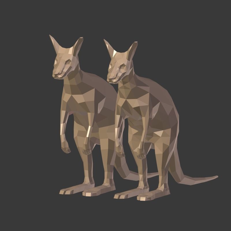 Low Poly Cartoon Kangaroo   Low-poly 3D model_13