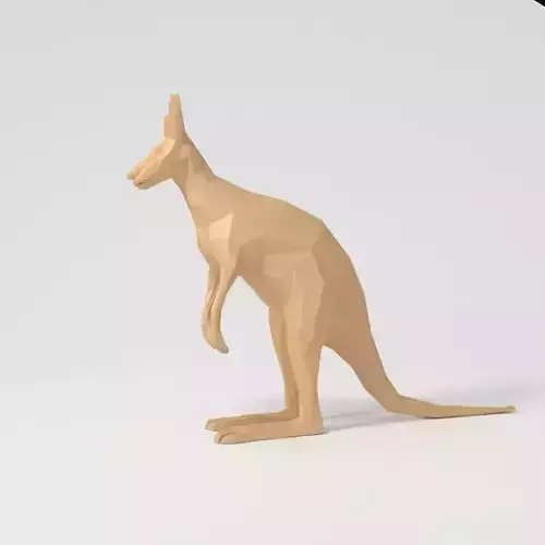 Low Poly Cartoon Kangaroo   Low-poly 3D model