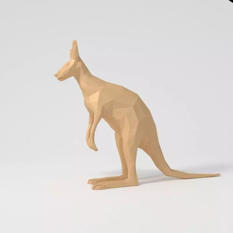 Low Poly Cartoon Kangaroo   Low-poly 3D model_0