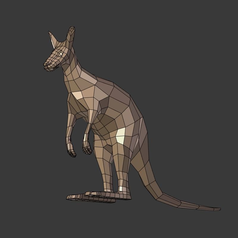 Low Poly Cartoon Kangaroo   Low-poly 3D model_7