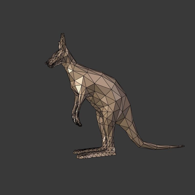 Low Poly Cartoon Kangaroo   Low-poly 3D model_4