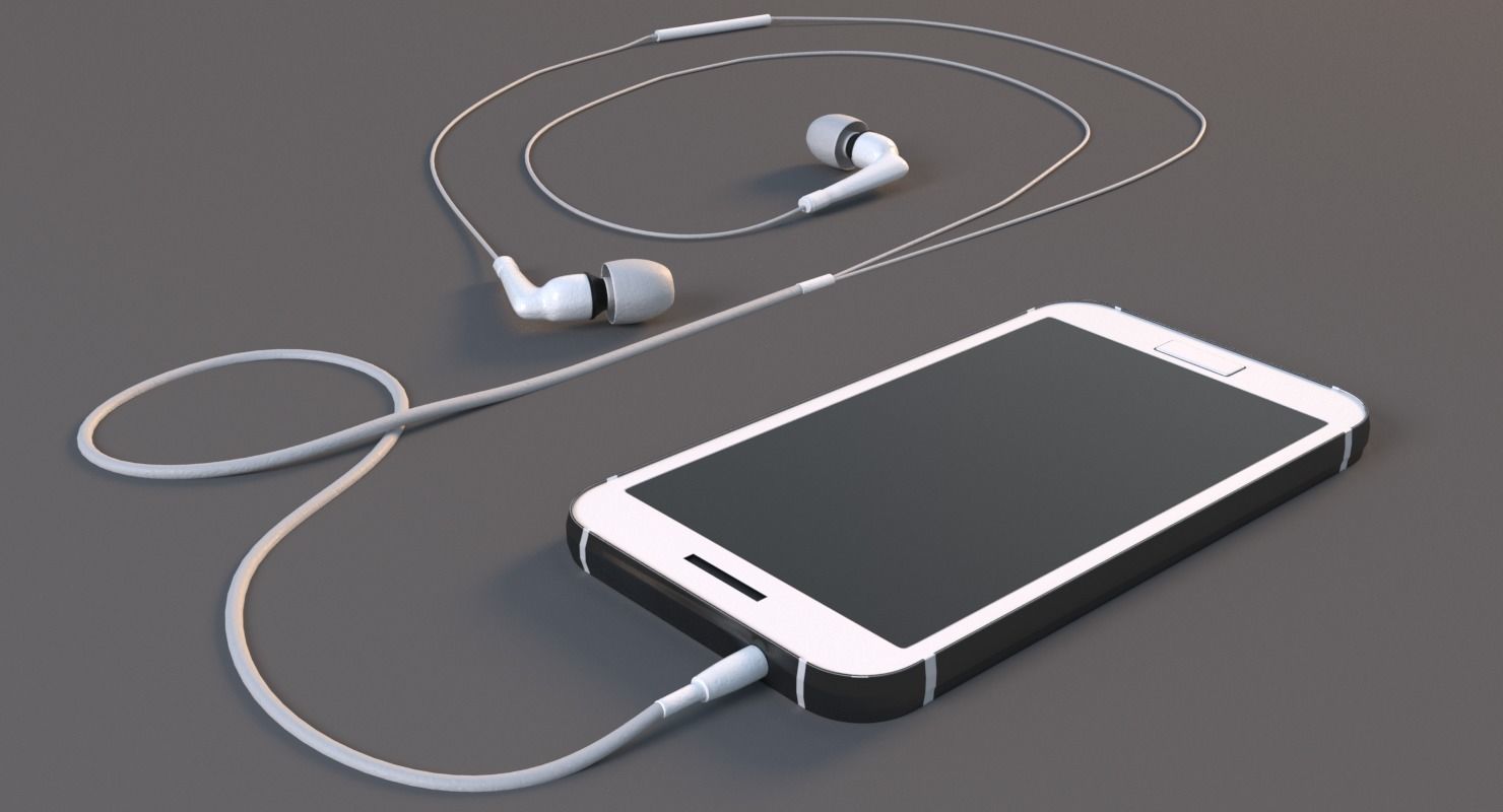 Phone and Hedphones Set 3D model_2