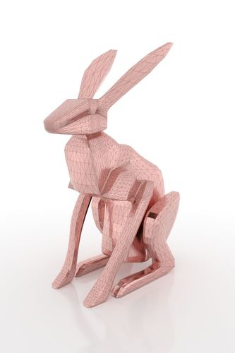 Low Poly Rabbit origami hare in rose gold 3D print model