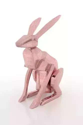 Low Poly Rabbit origami hare in rose gold