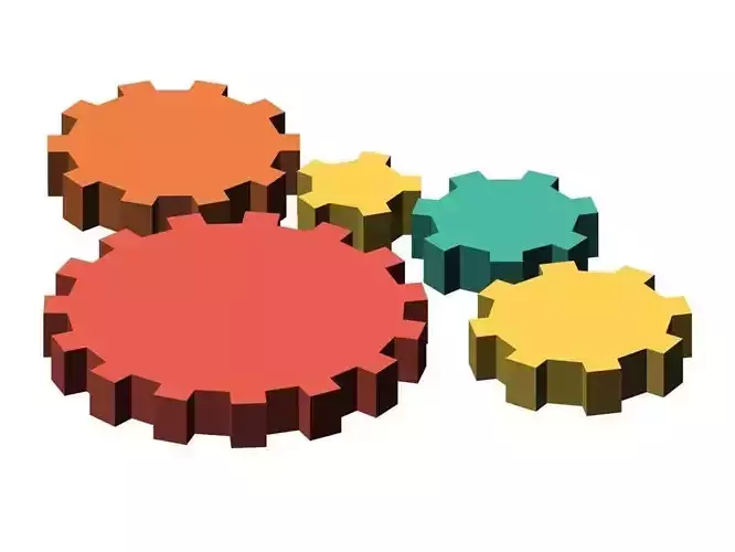 Simple low-poly cogs Low-poly 3D model