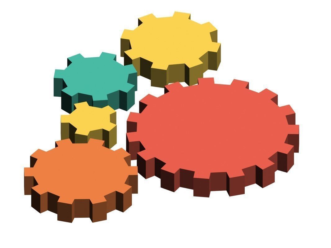 Simple low-poly cogs Low-poly 3D model_5