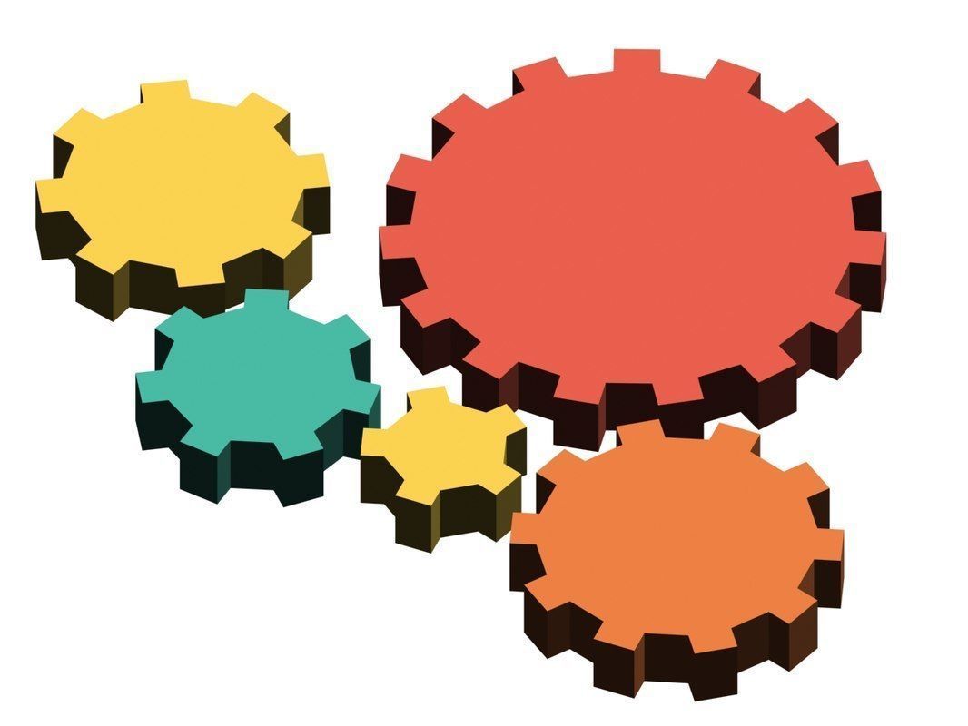 Simple low-poly cogs Low-poly 3D model_2