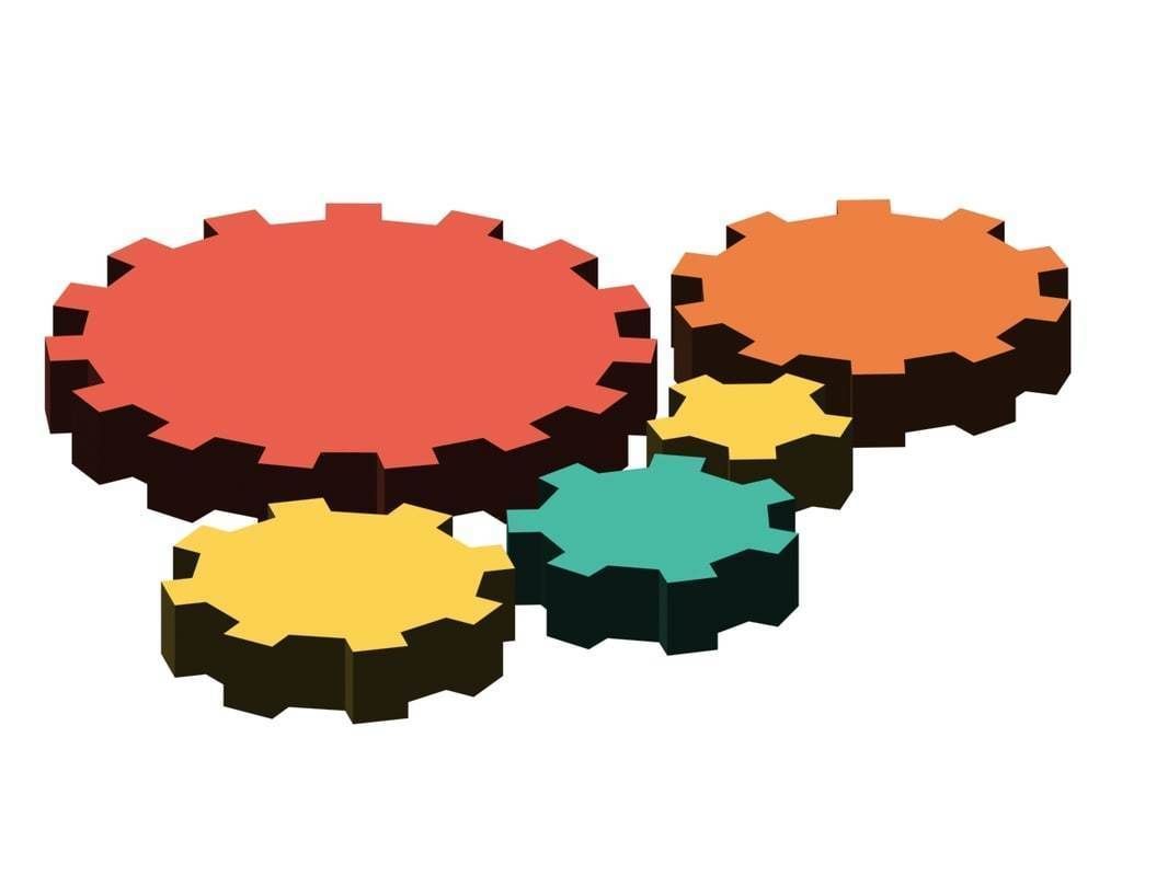 Simple low-poly cogs Low-poly 3D model_3