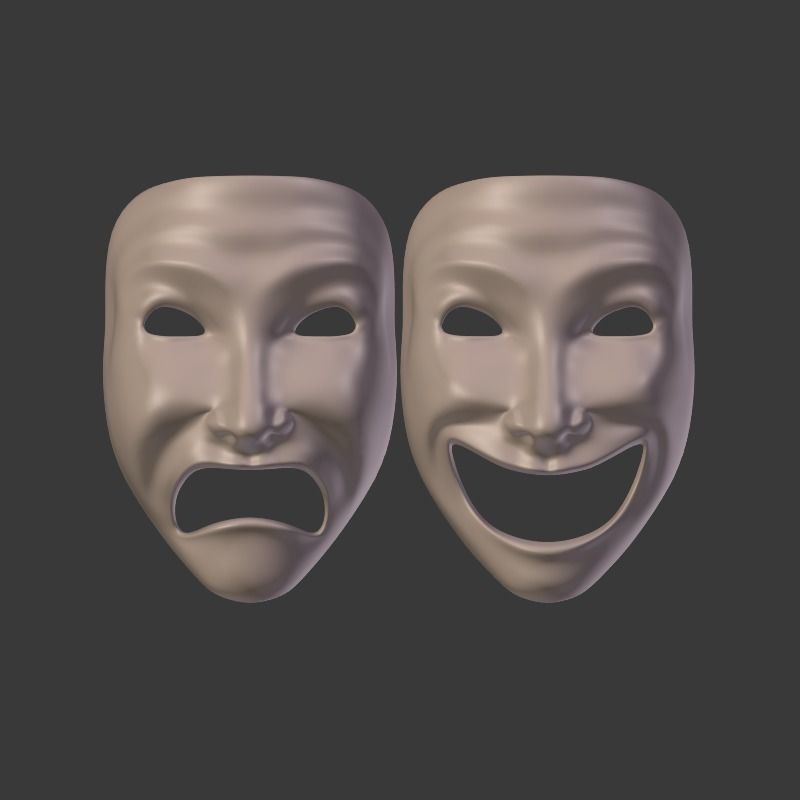 Theater Mask V2 Low-poly 3D model_8