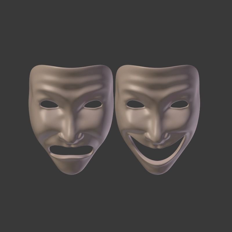 Theater Mask V2 Low-poly 3D model_14