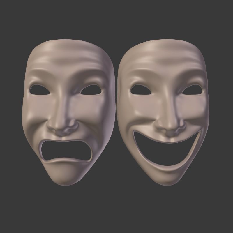 Theater Mask V2 Low-poly 3D model_1