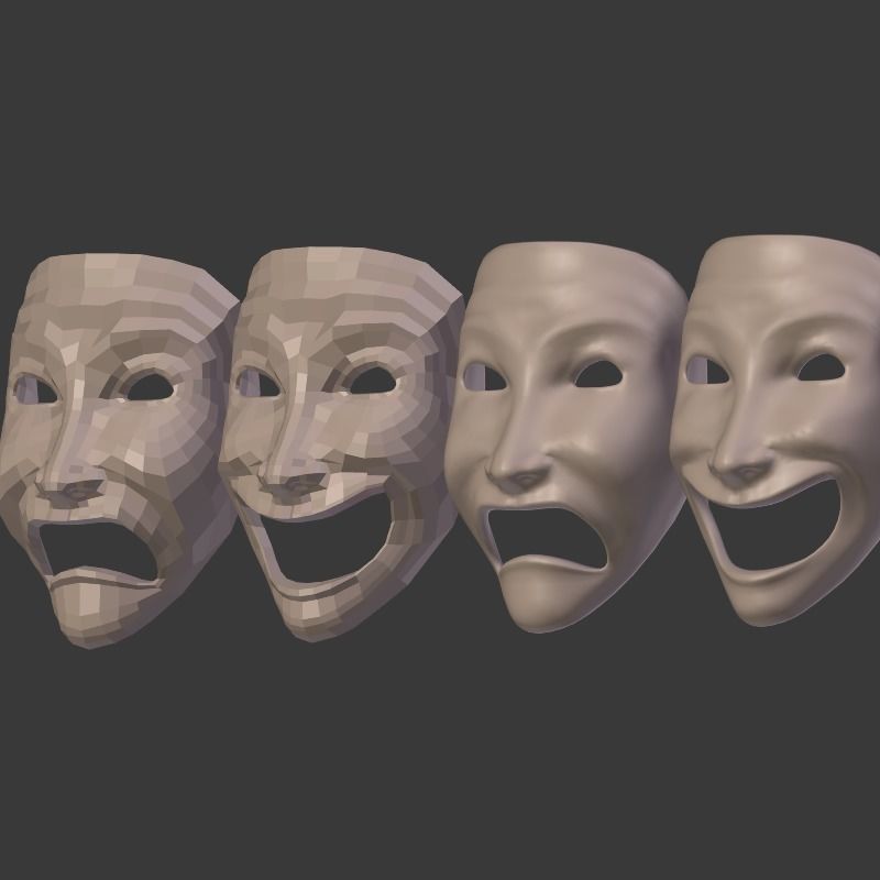 Theater Mask V2 Low-poly 3D model_17