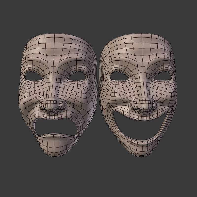 Theater Mask V2 Low-poly 3D model_3