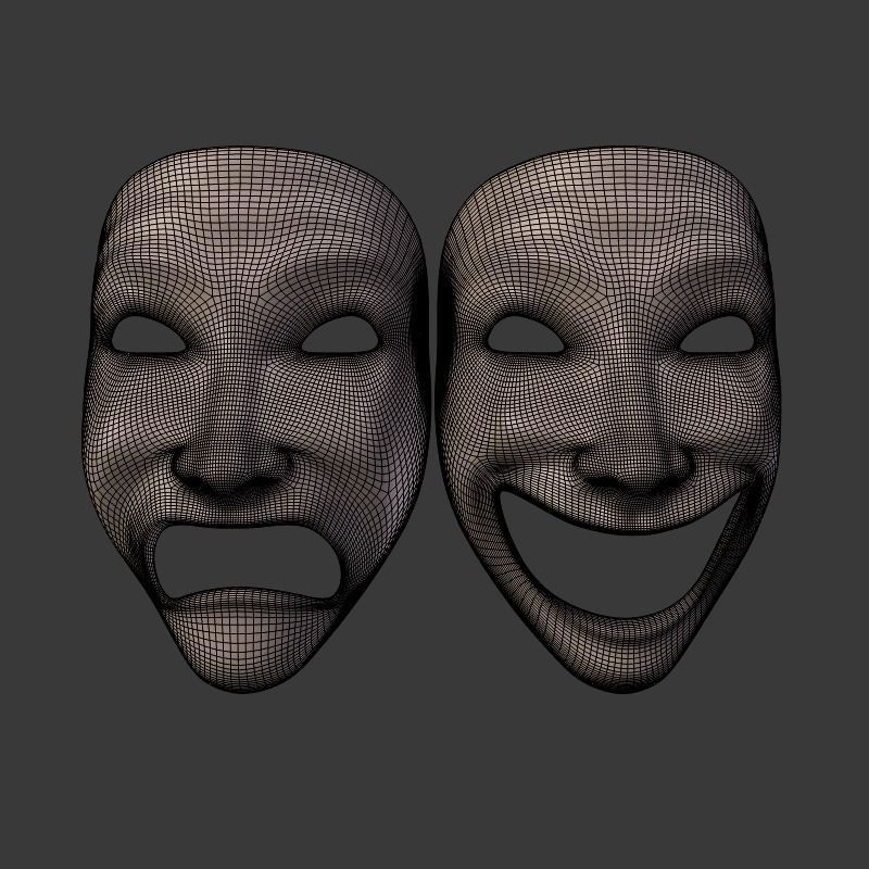 Theater Mask V2 Low-poly 3D model_5