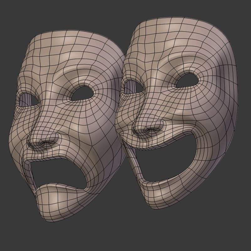 Theater Mask V2 Low-poly 3D model_10