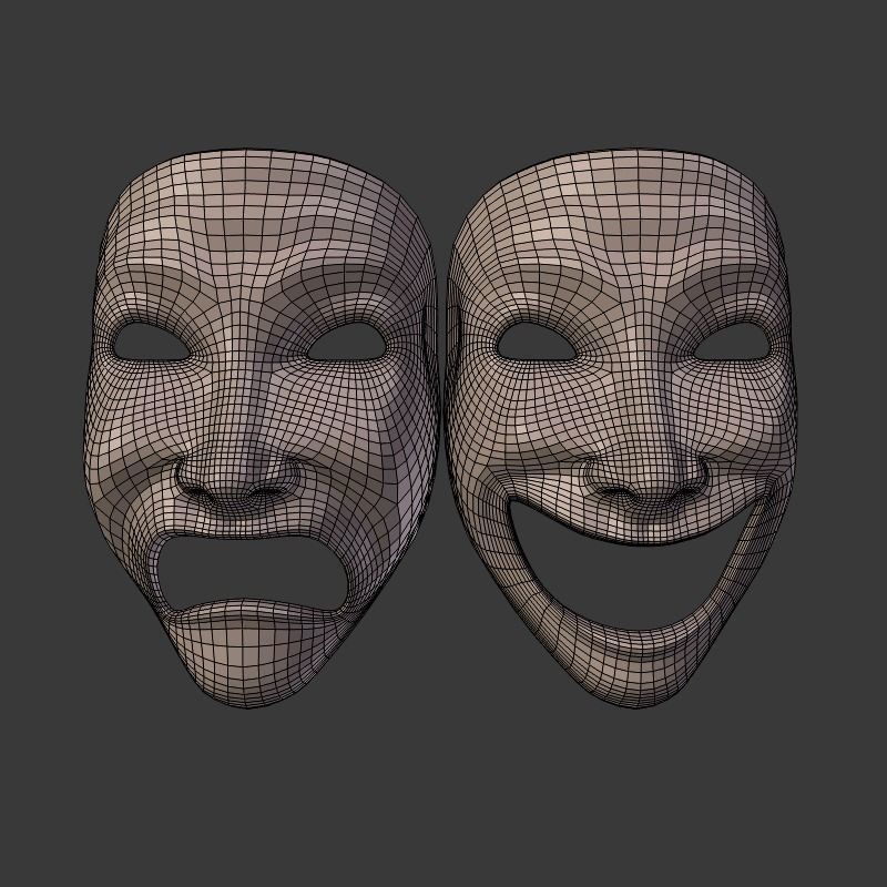 Theater Mask V2 Low-poly 3D model_4