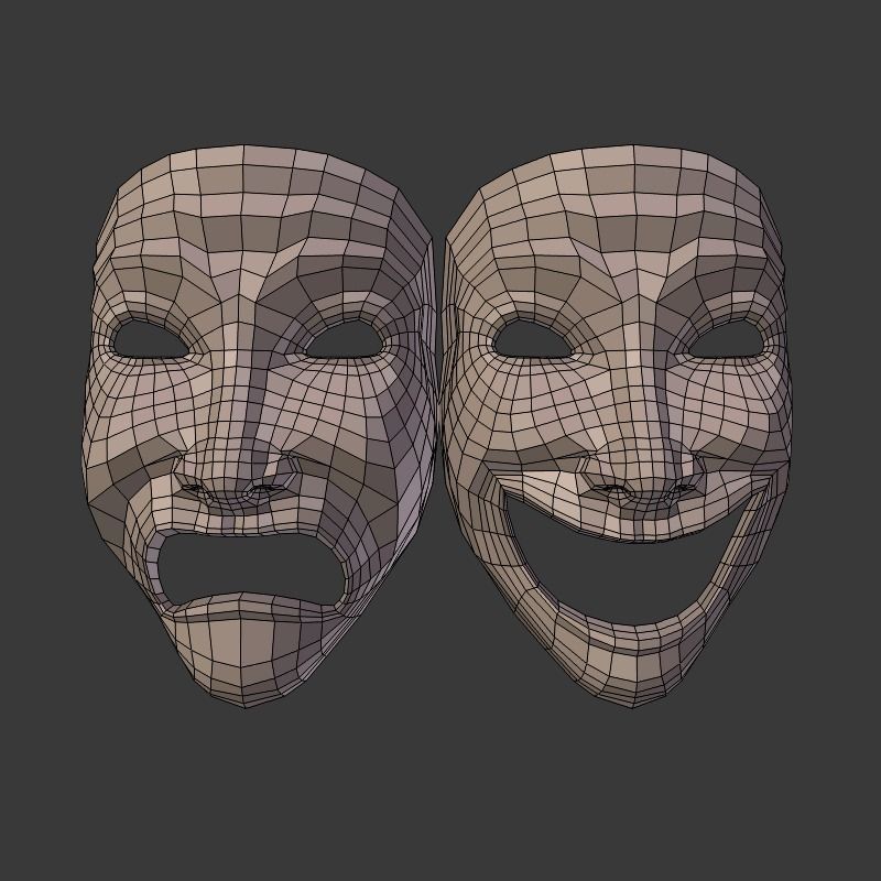 Theater Mask V2 Low-poly 3D model_2