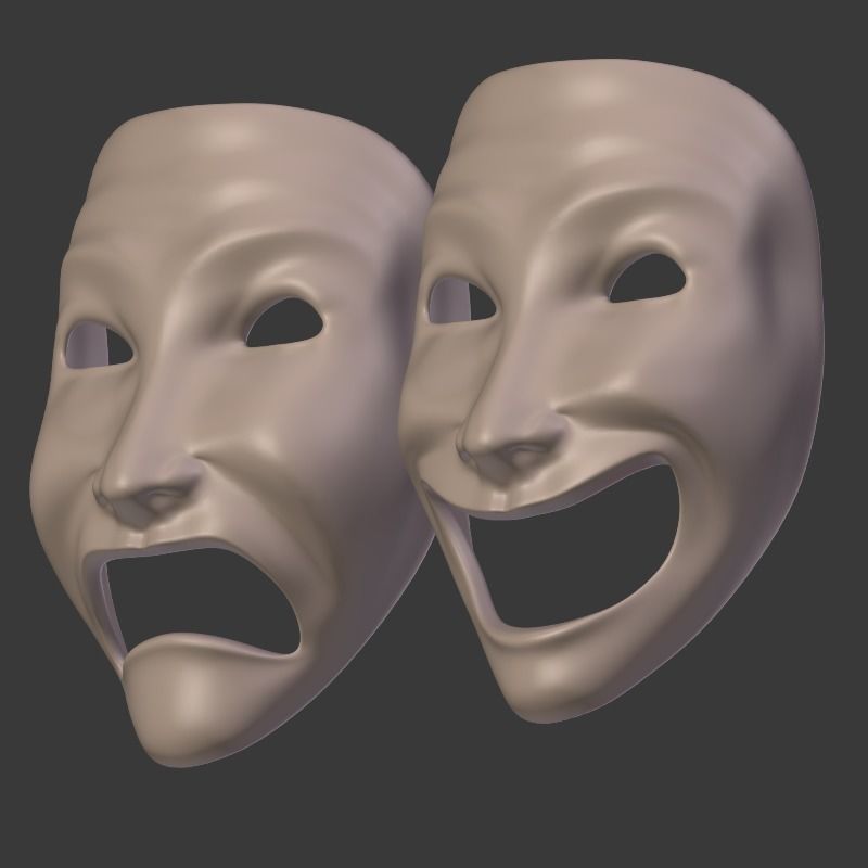 Theater Mask V2 Low-poly 3D model_9