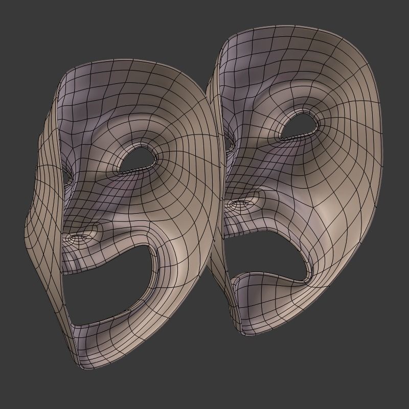 Theater Mask V2 Low-poly 3D model_16