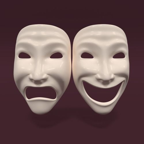 Theater Mask V2 Low-poly 3D model
