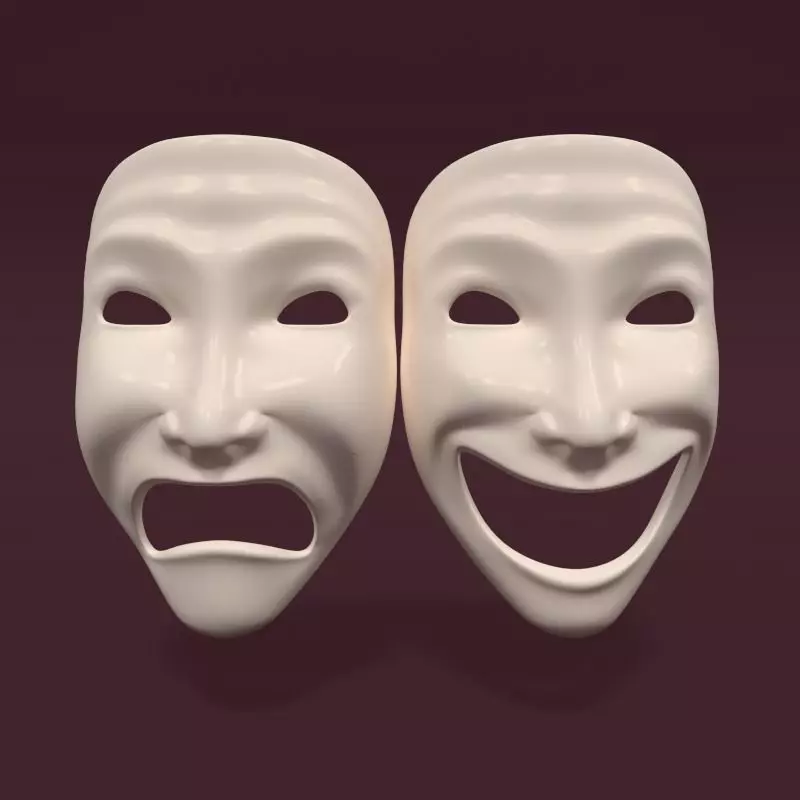 Theater Mask V2 Low-poly 3D model_0