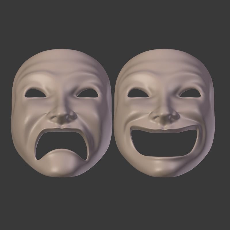 Theater Mask V2 Low-poly 3D model_11