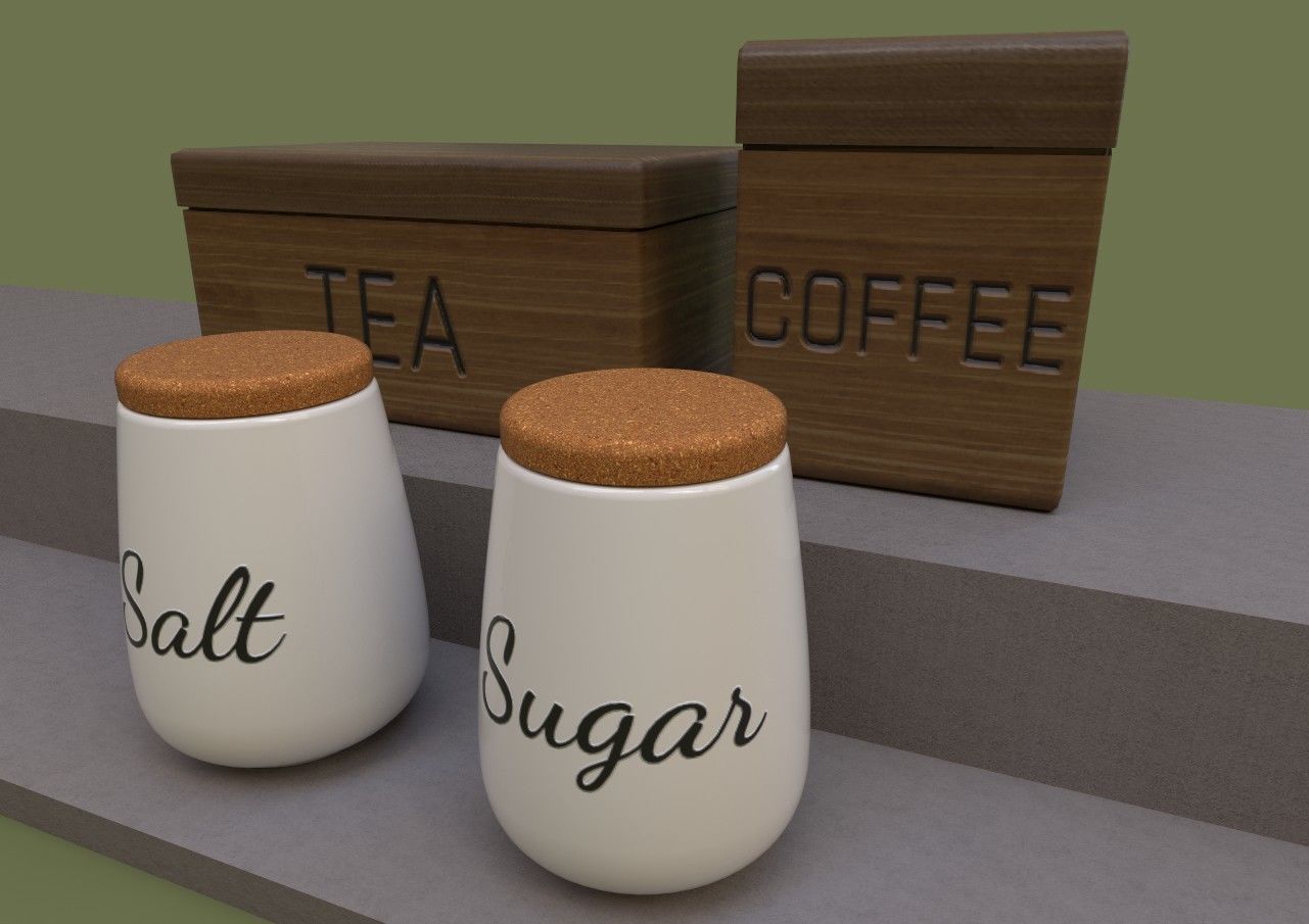 Kitchen Containers For Coffee Tea Sugar Salt 3d Kitchen Containers For Coffee Tea Sugar Salt 3d Model Max Obj Fbx Lxo