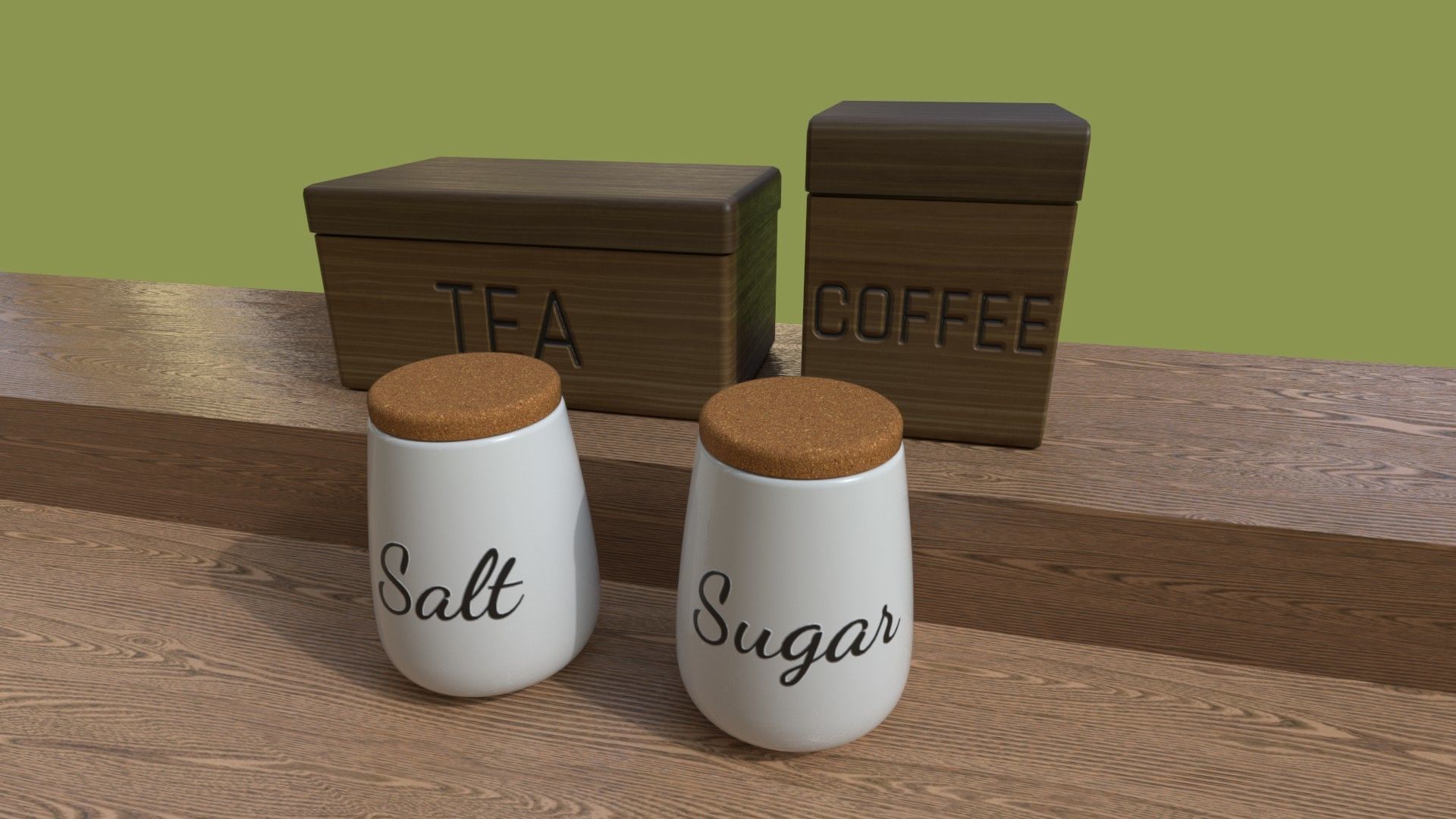 Kitchen Containers For Coffee Tea Sugar Salt 3d
