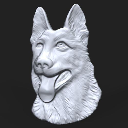 German Shepherd Dog bas relief for CNC 3D print model