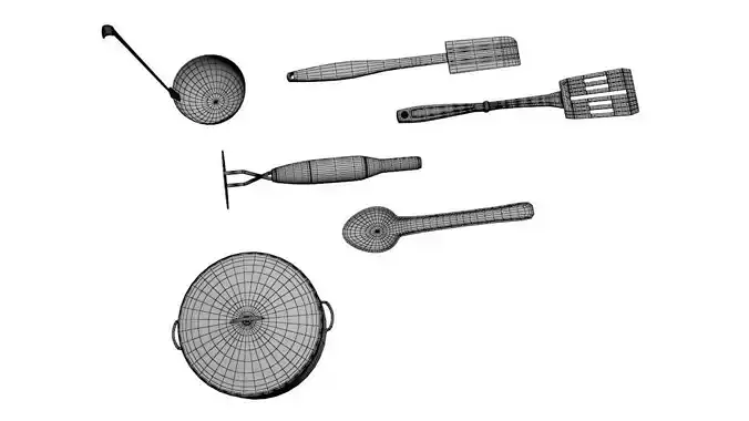 Kitchen Set 5 of utensils Low-poly 3D model