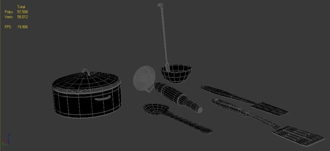 Kitchen Set 5 of utensils Low-poly 3D model_3