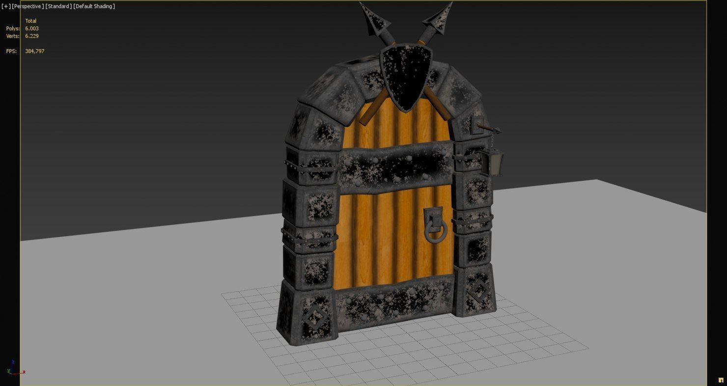 Medieval Cartoon Door  3D model_6