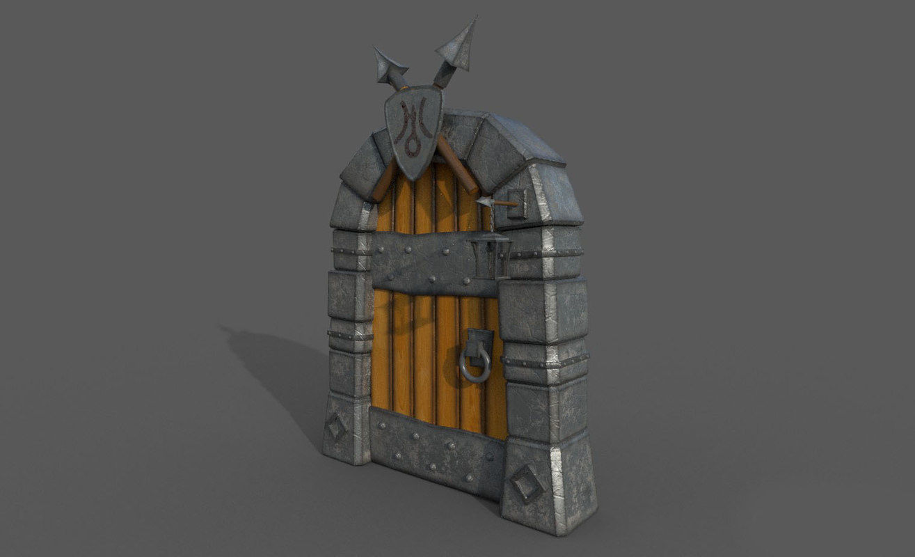 Medieval Cartoon Door  3D model_1